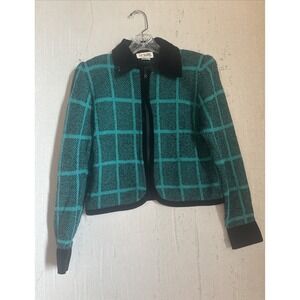 Vintage St John by Marie Gray Plaid Zip Up Jacket w/ Collar | RARE | Tag Sz: 8